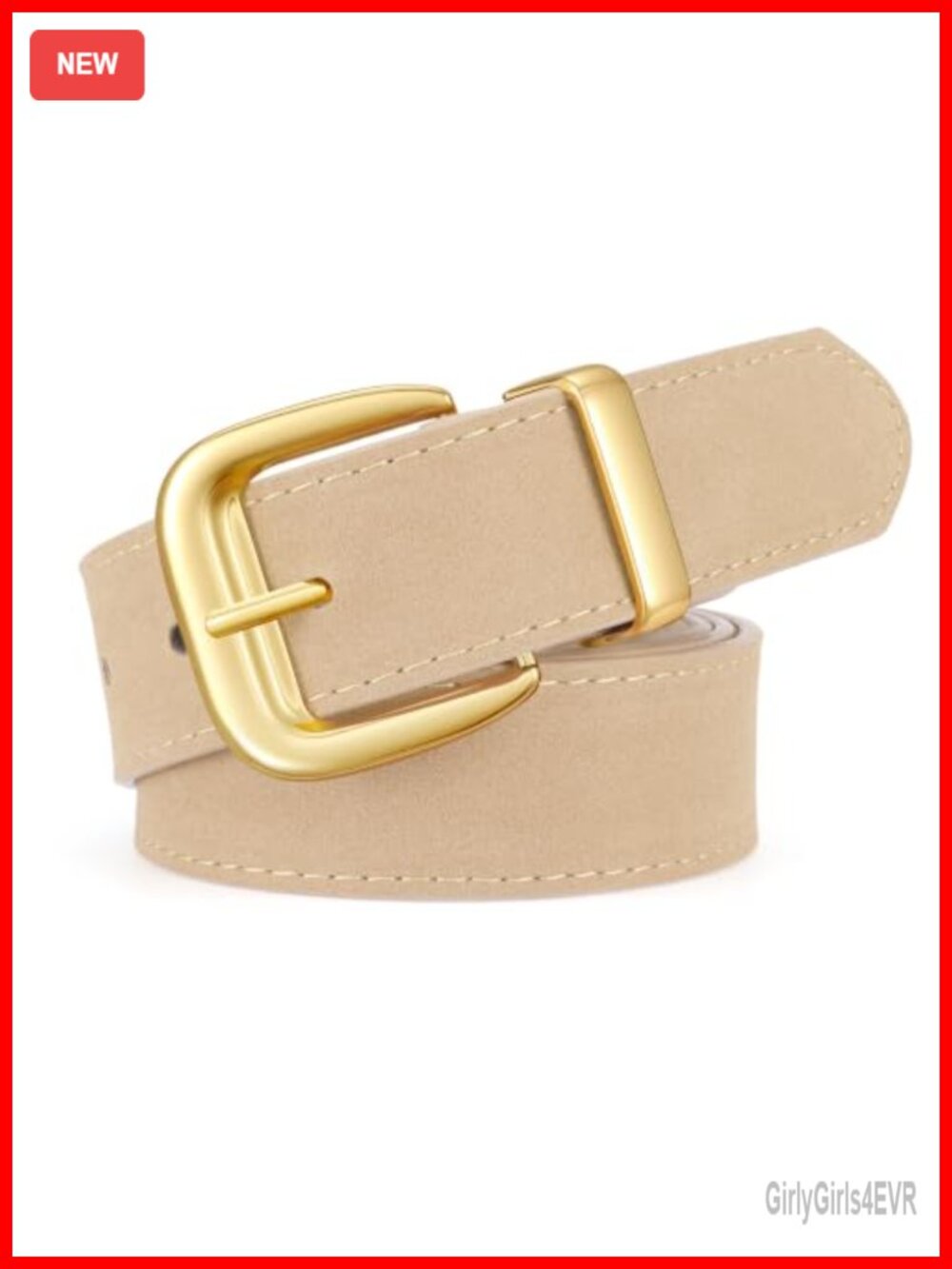 Women Faux Suede Fashion Belt Retro Gold Buckle Adjustable Waist Belt